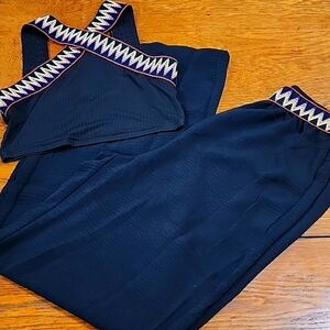 SHEIN Black Two Piece Pant And Cropped Top Set Small NWOT